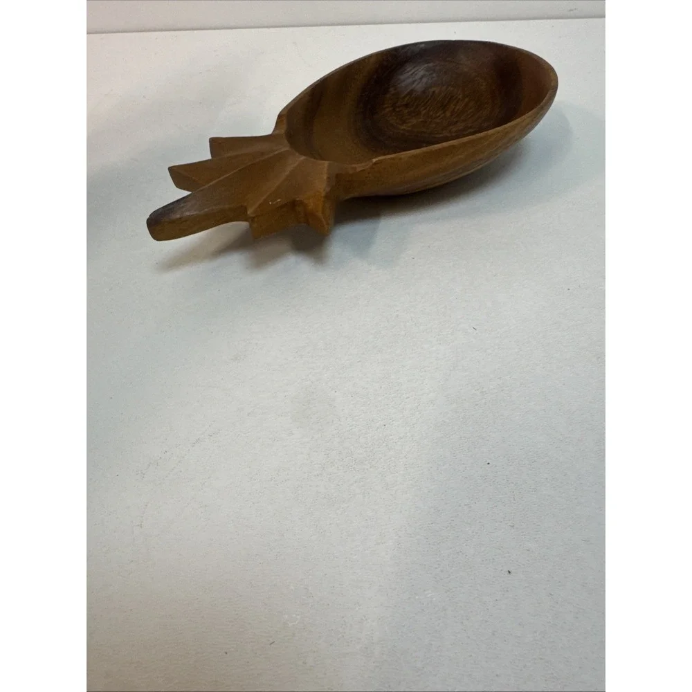 Vintage Wood Pineapple Shape‎ Bowl Made in Philippines 8 x 4.25 Hand Crafted